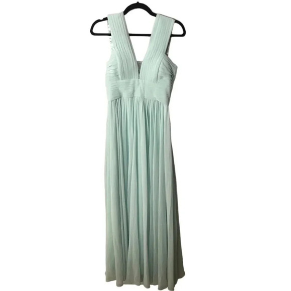 Bariano Australia Claribel V-Neck Pleated Top Mint Green Formal Maxi Dress Sz Sm - Picture 1 of 10